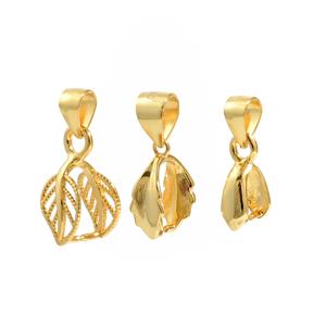 Gold Plated 925 Sterling Silver Pinch Bails, 3pcs (1 of each design)