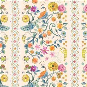 Brenda Walton Laurelwood Enchanted Garden Cream Fabric 0.5m