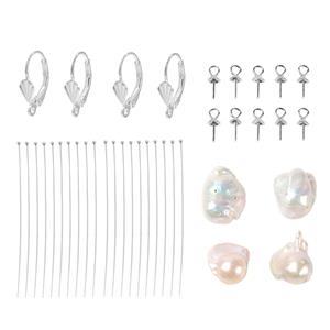 925 Sterling Silver, White Fresh Water Baroque Pearl Project With Downloadable Instructions By Claire Macdonald