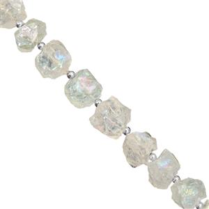 160cts Coated Clear Quartz Hammering Round Approx  9 to 14mm, 18cm Strand With Spacers