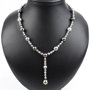 Tahitian Round & Potato Shape Cultured Pearl Sterling Silver Necklace