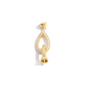 Gold 925 Sterling Silver Pear Clasp with Latch with CZ Approx 28x10mm 
