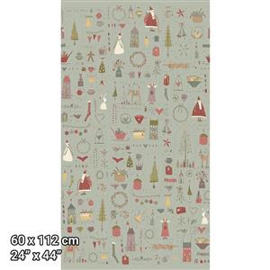 Henry Glass Anni Downs Down Tinsel Lane Collection Tinsel Lane Grey Fabric Panel 0.6m