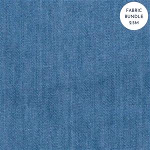 Light Blue 4oz Washed Denim Cotton Fabric Bundle (2.5m)