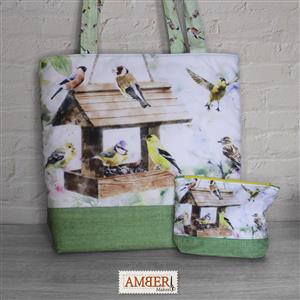 Amber Makes Garden Birds Totally Tote Bag Kit: Fabric Panel & Instructions
