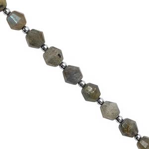 40cts Labradorite Faceted Bicone Approx 6 to 7x8mm 18cms Strands With Hematite (Approx 3mm) and Plastic Spacers