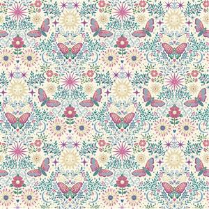 Makower Luna Night Garden Cream Fabric 0.5m