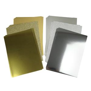 Acorn Creative. Texture Card Packs. 30 x A4 pieces. Gold & Silver