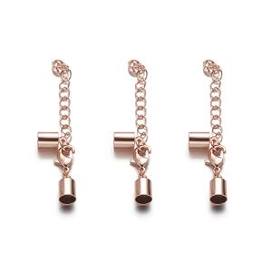 5mm Rose Gold Plated Lobster Claw Cord Clasp with Extender Chain (3pk)