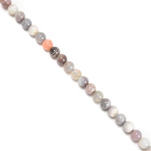 75cts Peach & Grey Botswana Agate Plain Rounds Approx 6mm, 38cm Strand