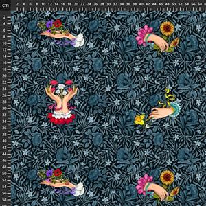 Odile Bailloeul Language of Flowers Collection Say It With Flowers Noir Fabric 0.5m 