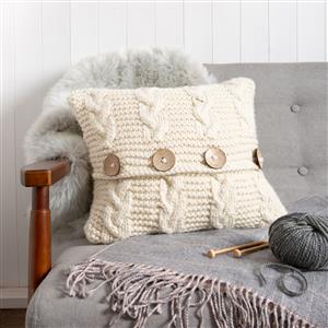 Wool Couture Cream Cable Cushion Knitting Kit 