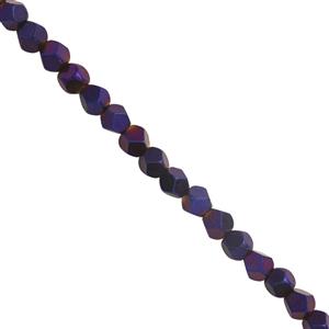 46cts Mystic Purple Color Coated Hematite Smooth Star Cut Approx 4mm 30cm, Strand
