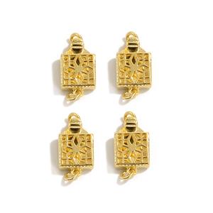Gold Plated 925 Sterling Silver Square Design Box Clasp Approx 8mm, 4pcs