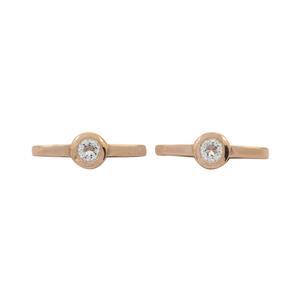 Rose Gold Plated 925 Sterling Silver Pearl Chain Connectors with 3mm Round White Topaz, (1 Pair)