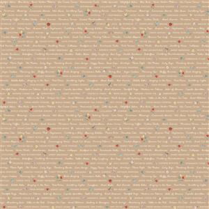 Poppie Cotton My Favourite Things Love Letters Brown Fabric 0.5m