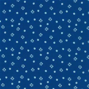 Daisy's Bluework Collection Tossed Floral Navy Fabric 0.5m