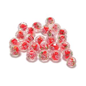 Red Swirl Glass Beads, Approx 10x8mm (25pcs)
