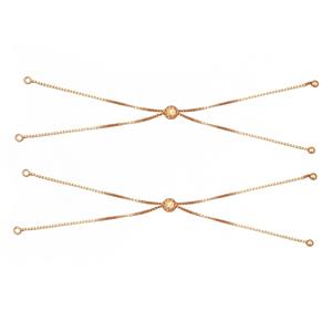 Rose Gold Plated 925 Sterling Silver Slider Bracelet With Diamond Cut Slider, Approx 24cm (Pack of 2)
