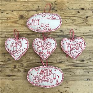 Mandy Shaw Redwork Christmas Decoration Kit