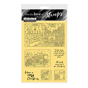 For the Love of Stamps - Cosy Fireplace A6 Stamp Set, Contains 7 Stamps