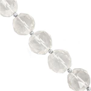 145cts Clear Quartz Faceted Round Approx 13 to 16mm,10cm Strand With Spacers