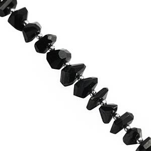 110cts Black Spinel Graduated Faceted Unusual Tumble Approx 7.5x3 to 13.5x8mm, 15cm Strand with Spacers