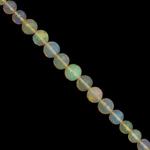 13cts AAA Honey Ethiopian Opal Graduated Faceted Round Approx 3 to 6mm, 15cm Strand With Spacers