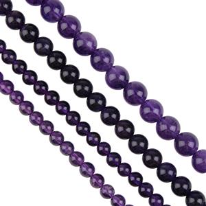 Zambian Amethyst Luxury Suite, 2x 6mm, 8mm & 10mm 