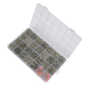 Glow in the Dark Letter Plastic Beads in Plastic Box: Approx 3x6mm, 50pcs Each Letter/Design, 1400pcs