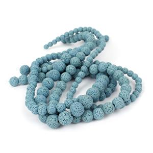  485cts Sky Blue Lava Rock Rounds Approx 6 to 12mm, 15