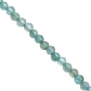 8cts Sky Blue Apatite Micro Faceted Round Approx 2mm, 31cm Strand