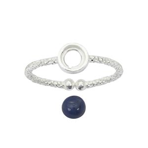 925 Sterling Silver Birthstone Adjustable Rings Mount With Blue Sapphire Approx 5mm