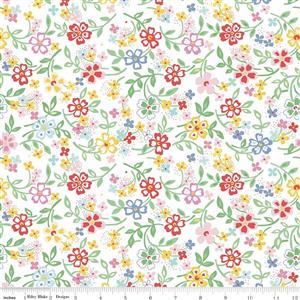 Riley Blake Always In Season Collection Blooming Bright White Extra Wide Backing Fabric 0.5m (274cm)
