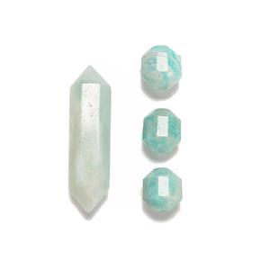 30cts Amazonite Set; Point Approx 8x30mm with x3 Faceted Beads Approx 10mm