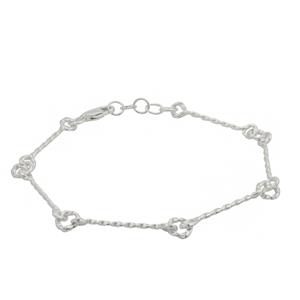 925 Sterling Silver Twisted Knot Bracelet Chain, Approx 7.5Inch (Pack of 1)