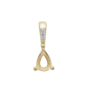 Gold Plated 925 Sterling Silver Pear Pendant Mount (To fit 6x4mm gemstones) Inc. 0.03cts White Zircon Brilliant Cut Round 1.25mm - 2pcs