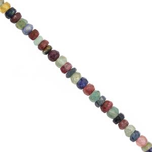 28cts Ruby, Emerald & Blue Sapphire Faceted Rondelles Approx 2x1 to 4x2mm, 20cm Strand