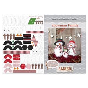 Amber Makes Snowman Family Kit: Instructions & Panel, includes Knitting Pattern.