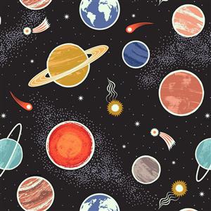 Lewis & Irene Space Glow Planets Fabric 0.5m
