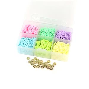 Rainbow; Pastel Polymer Clay Beads & Gold Plated Base Metal Spacer Bead
