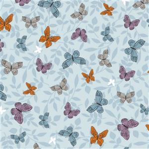 Springtime Collection Butterflies Blue Fabric 0.5m