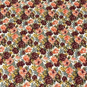 House of Alistair Ginger Manor Rose Printed Cotton Poplin Fabric. Sold by the Metre