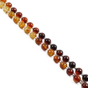 Baltic Multicolour Amber Graduated Colour Rounds Approx. 6mm incl. Sterling Silver Spacers 2.2mm, 38cm 