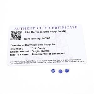 0.95cts Burmese Blue Sapphire 4x4mm Round Pack of 3 (N)