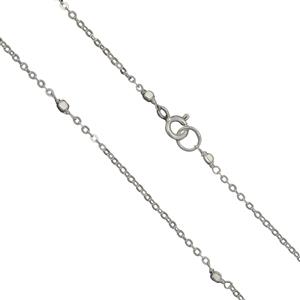 925 Sterling Silver Square Beaded Chain, Approx 18inch (Pack of 1)