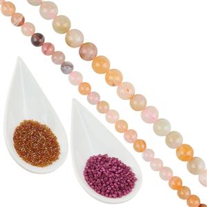 Botswana Agate Fuchsia & Topaz Seed Bead Project With Instructions By Linda Brumwell