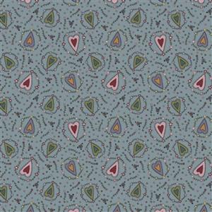 Lynette Anderson Good Boy and Kitty Collection Hearts Washed Denim Fabric 0.5m