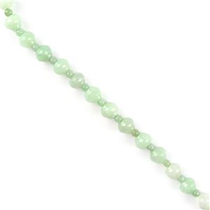 55cts Type A Green Jadeite Vase-Shaped and Round Beads Approx 3mm and 8x6mm 18cm Strand