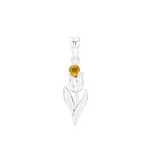 Spring At Chestnut Close By Mark Smith: 925 Sterling Silver Yellow Tulip (D-26mm W- 7mm) With 0.11cts Citrine Charm